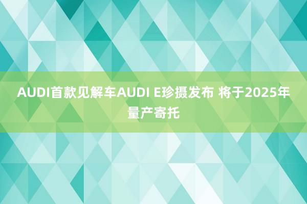 AUDI首款见解车AUDI E珍摄发布 将于2025年量产寄托