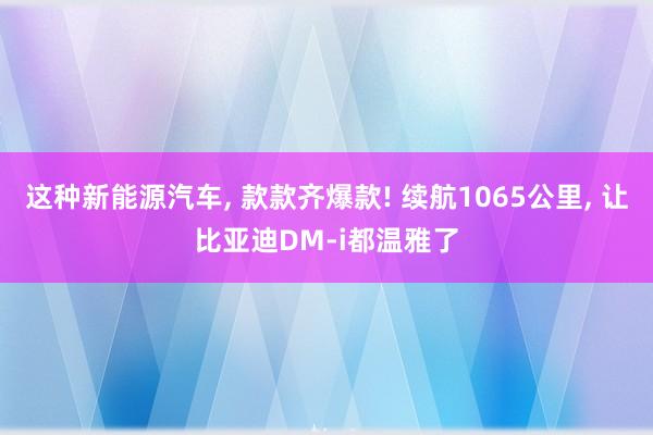 这种新能源汽车, 款款齐爆款! 续航1065公里, 让比亚迪DM-i都温雅了